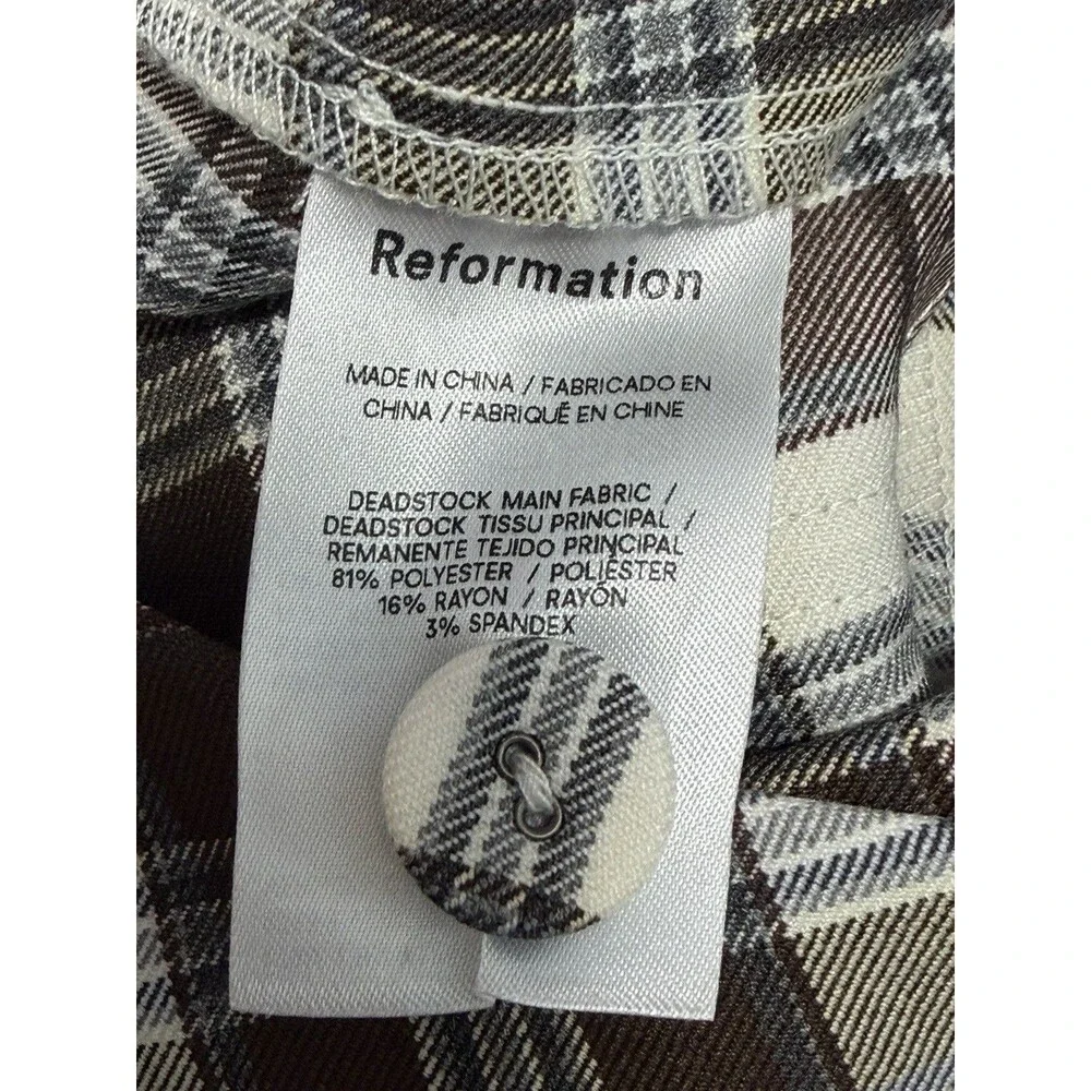 Reformation Y2K Women’s Franklin brown Plaid Straight Leg Pants Rayon Sz 2 - Picture 16 of 16
